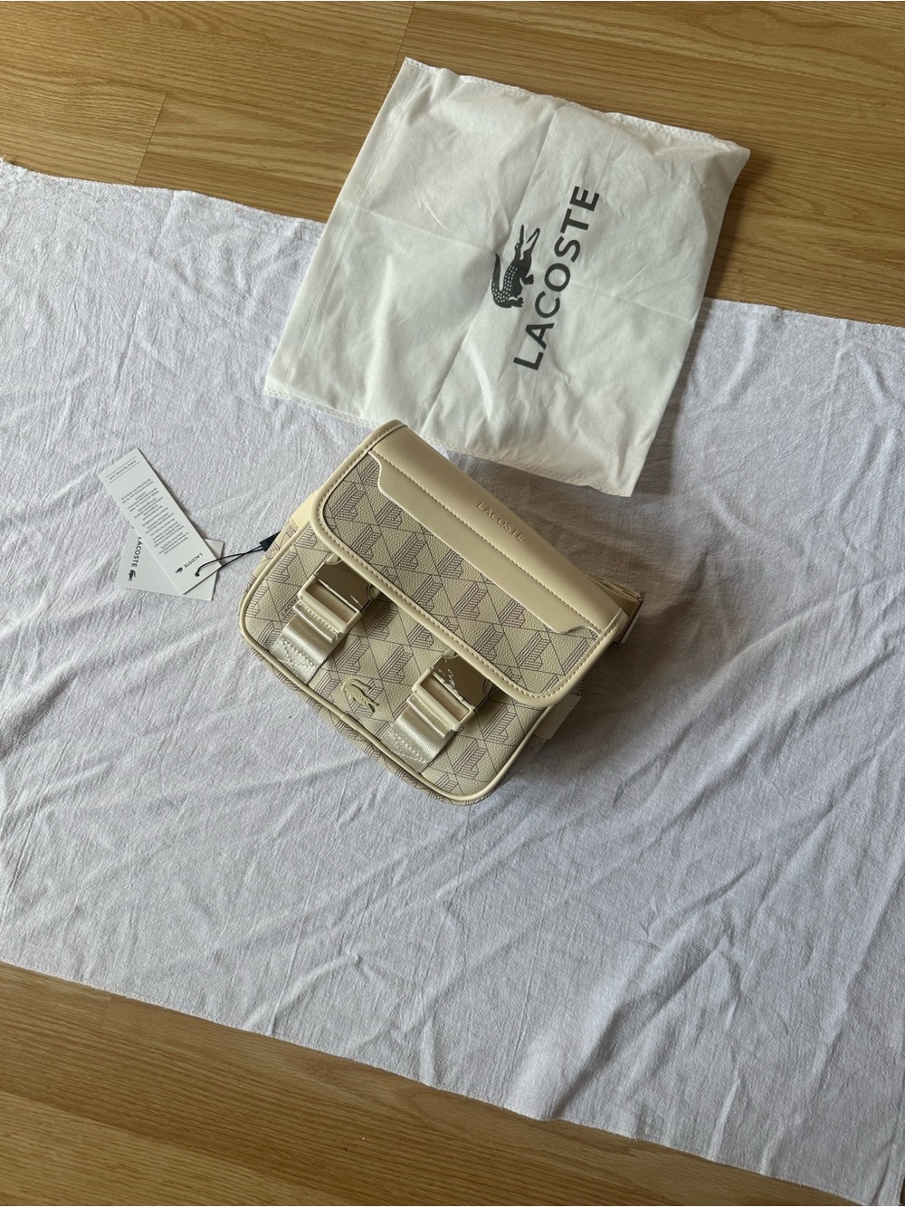 Lacoste Beige Patterned Crossbody Bag